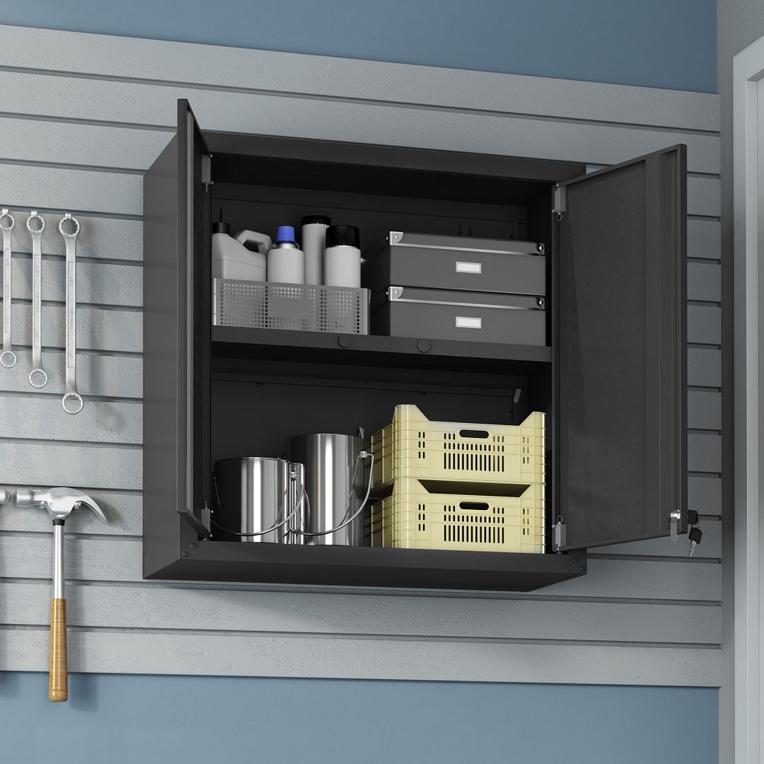Maximus Floating Garage Cabinet - Charcoal Grey - Set of 2
