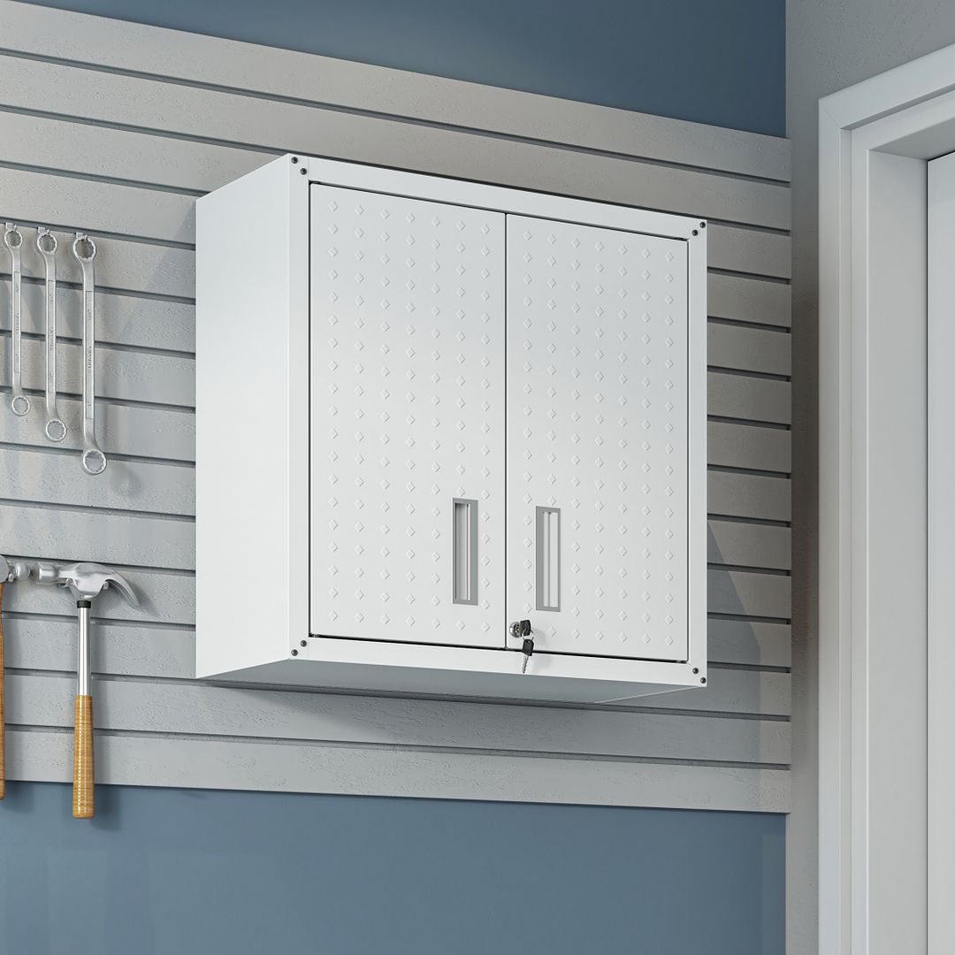 Maximus Floating Garage Cabinet - White - Set of 2