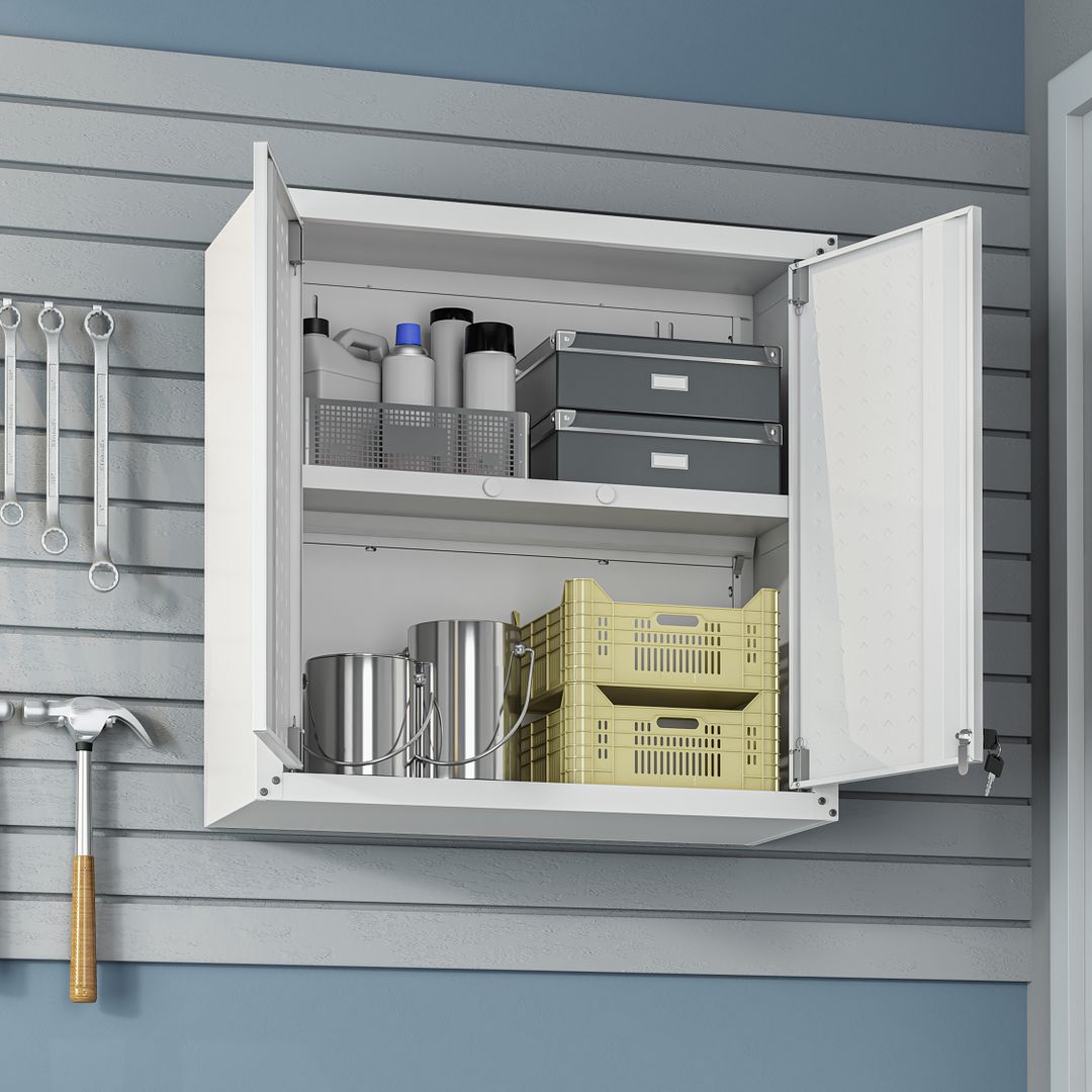 Maximus Floating Garage Cabinet - White - Set of 2