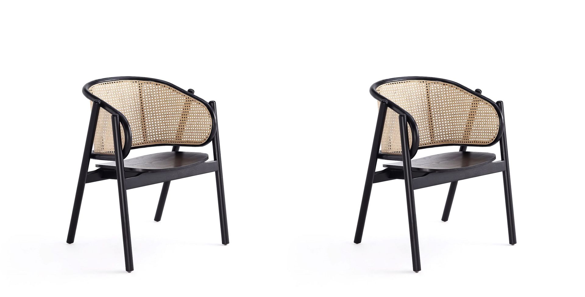 Koldby Armchair - Black/Natural Cane - Set of 2
