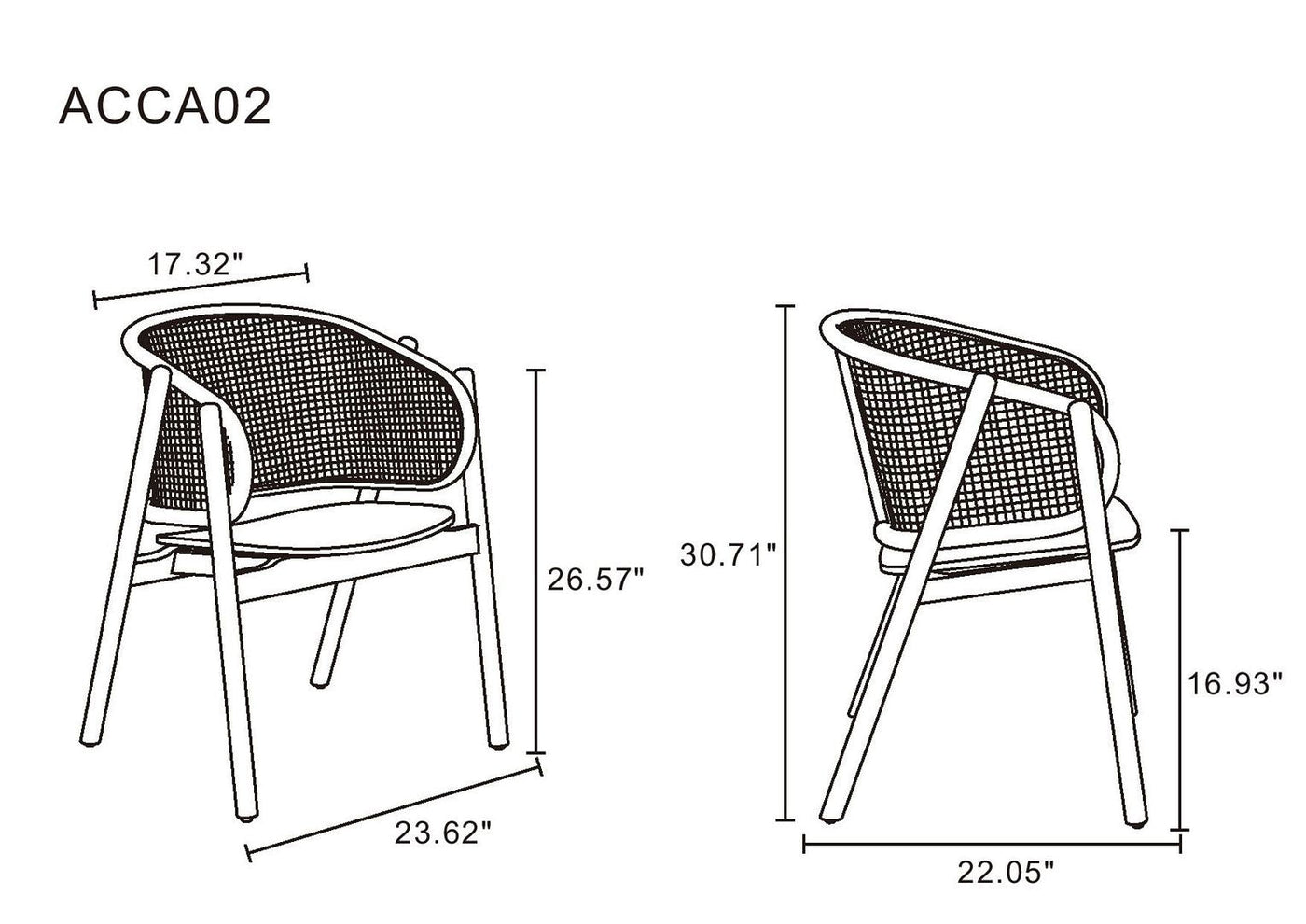Koldby Armchair - Black/Natural Cane - Set of 2