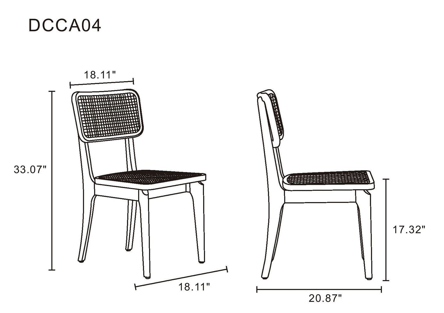 Stensby Dining Chair - Black/Natural Cane - Set of 4