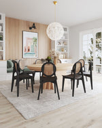 Koldby Round Dining Chair - Black/Natural Cane - Set of 4