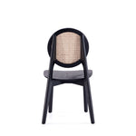 Koldby Round Dining Chair - Black/Natural Cane - Set of 4