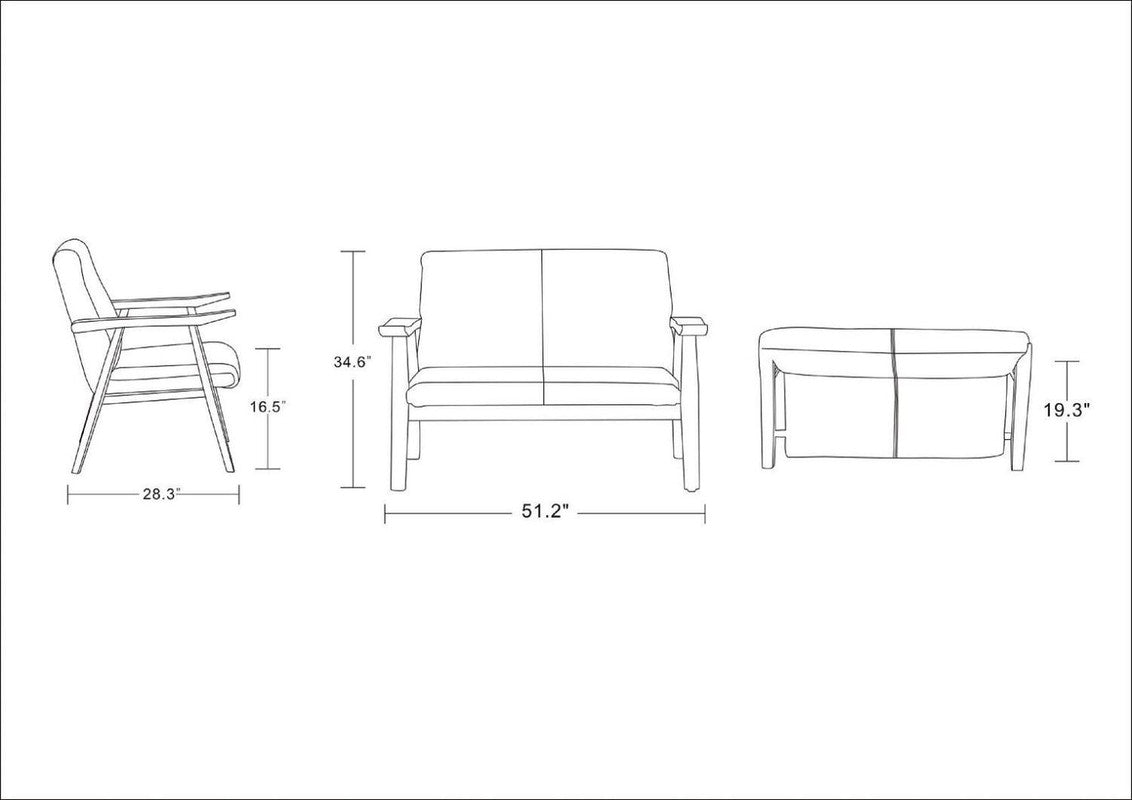 Ouidah Loveseat and Armchair Set - Black