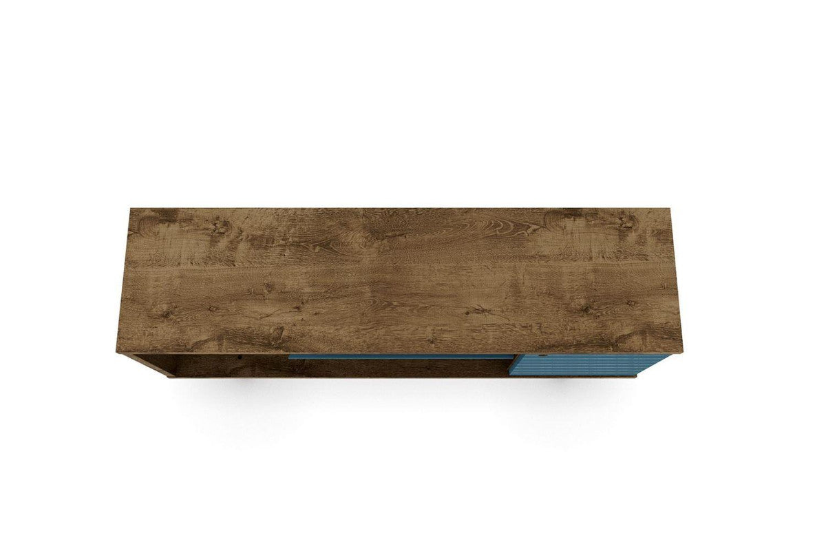 Lekedi 53" TV Stand - Rustic Brown/Aqua Blue