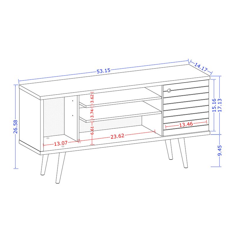 Lekedi 53" TV Stand - Rustic Brown/Aqua Blue