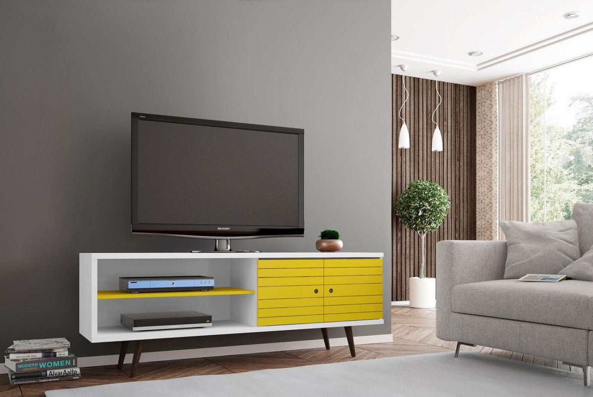 Lekedi 63" TV Stand - White/Yellow