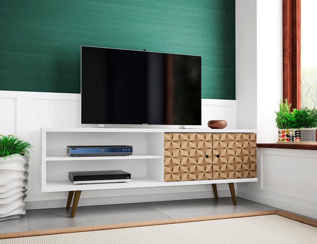 Lekedi 63" TV Stand - White/3D Brown Print