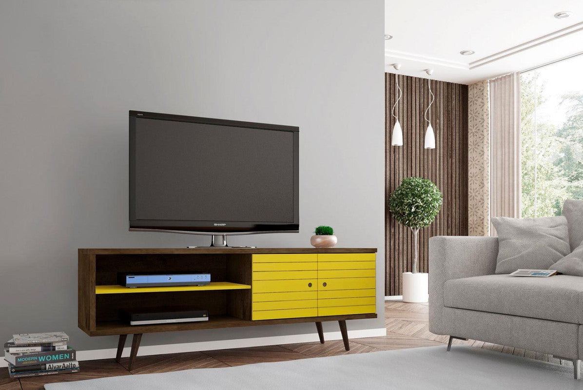 Lekedi 63" TV Stand - Rustic Brown/Yellow