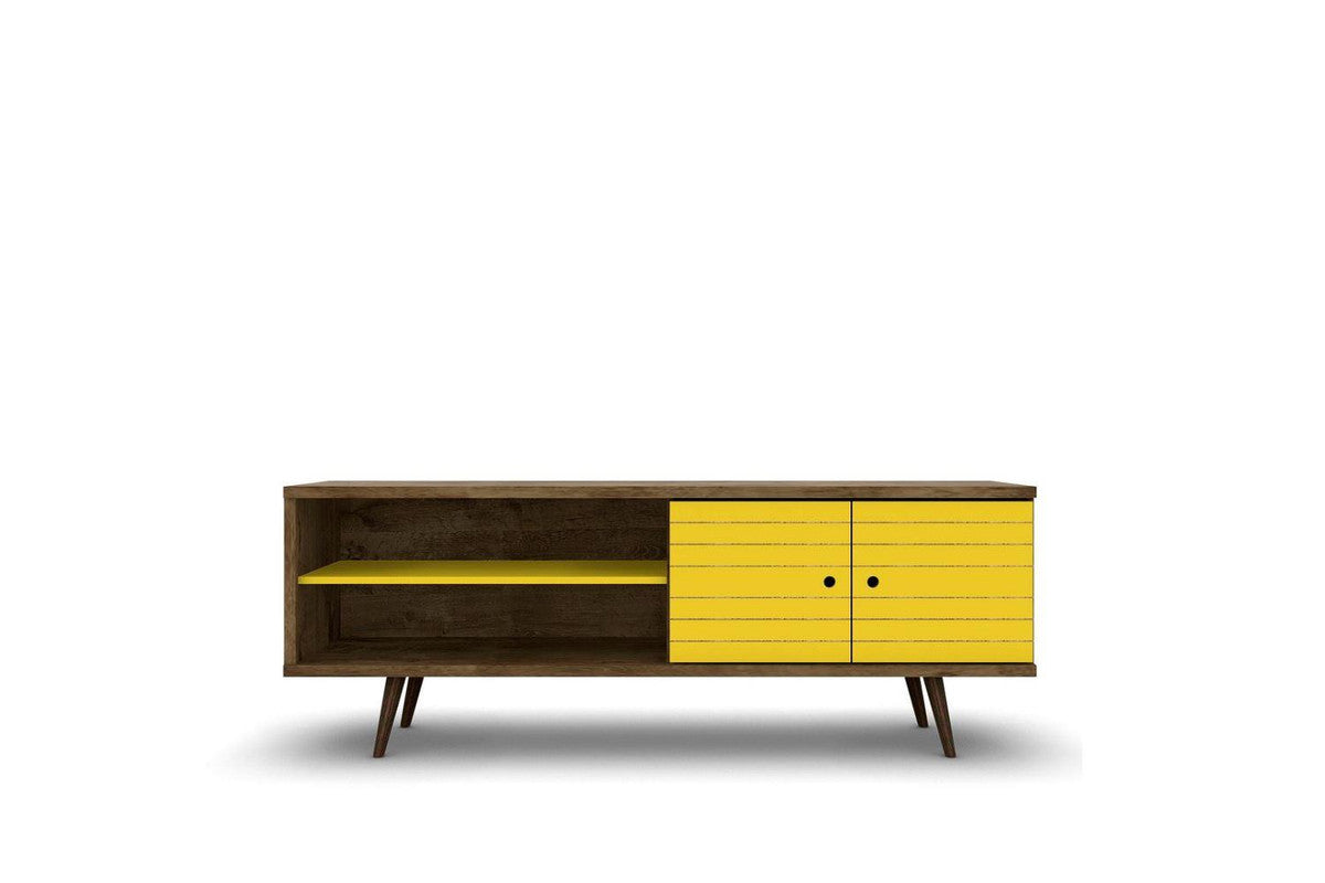 Lekedi 63" TV Stand - Rustic Brown/Yellow