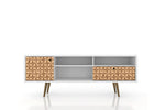 Lekedi 71" TV Stand - White/3D Brown Print