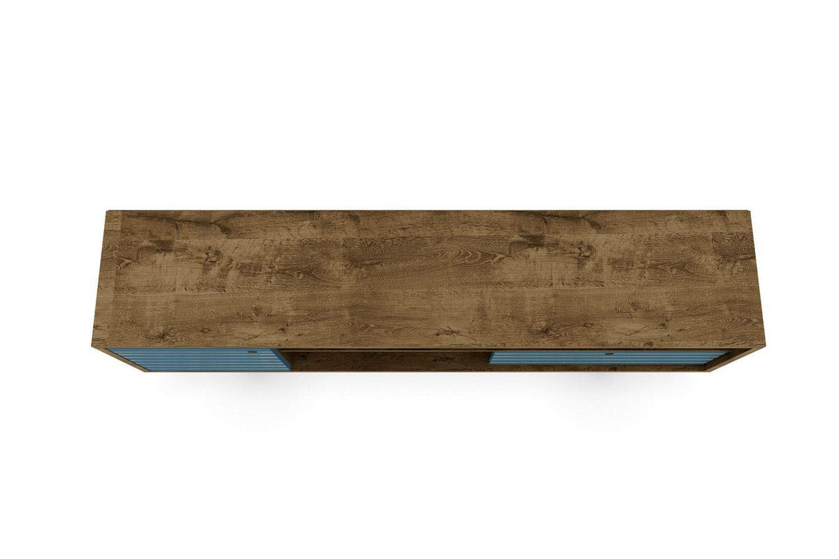 Lekedi 71" TV Stand - Rustic Brown/Aqua Blue