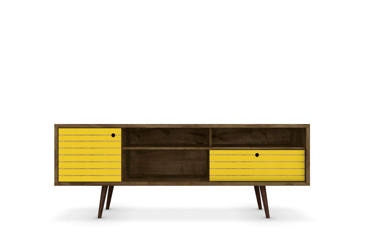 Lekedi 71" TV Stand - Rustic Brown/Yellow