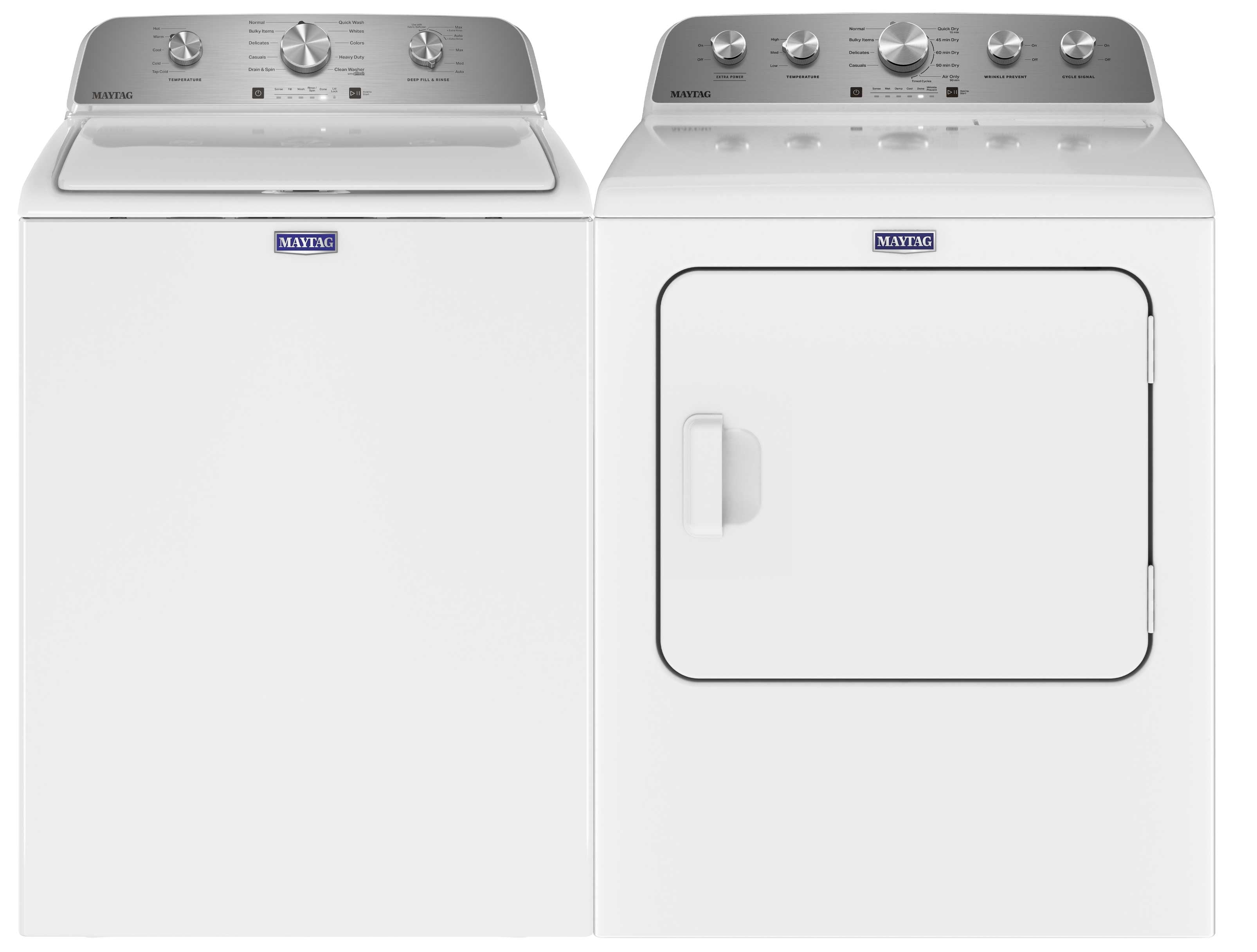 Maytag White Top-Load Washer (5.2 cu. ft.) & Electric Dryer with Extra Power (7.0 cu. ft.) - MVW4505MW/YMED5030MW