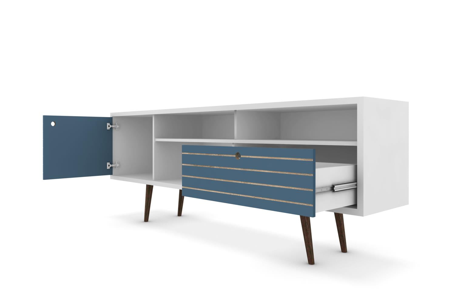 Lekedi 71" TV Stand - White/Aqua Blue