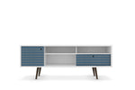 Lekedi 71" TV Stand - White/Aqua Blue