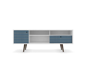 Lekedi 71" TV Stand - White/Aqua Blue