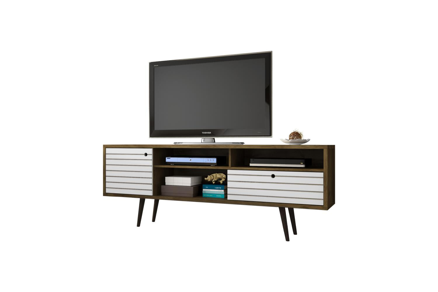 Lekedi 71" TV Stand - Rustic Brown/White