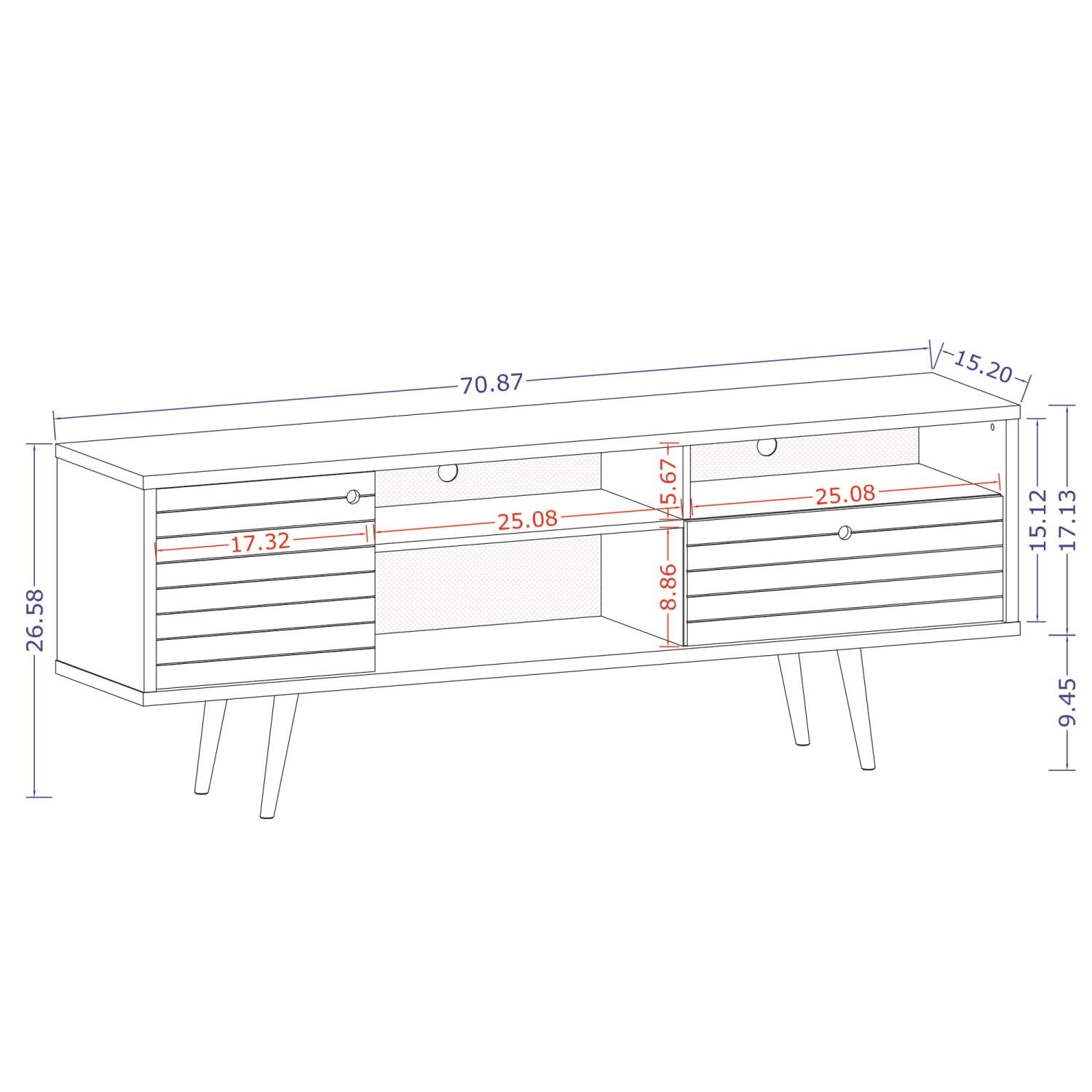 Lekedi 71" TV Stand - Rustic Brown/White
