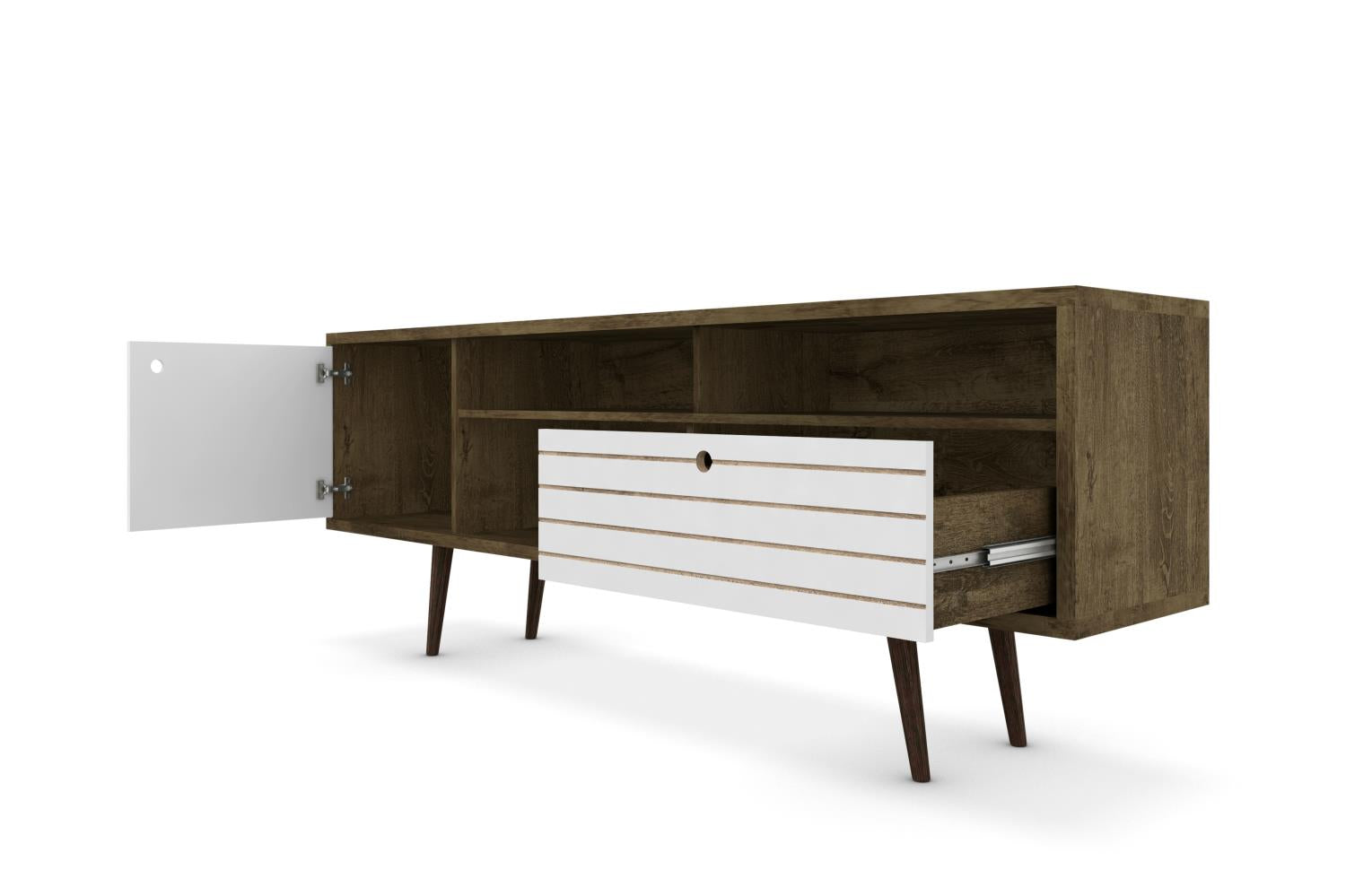 Lekedi 71" TV Stand - Rustic Brown/White