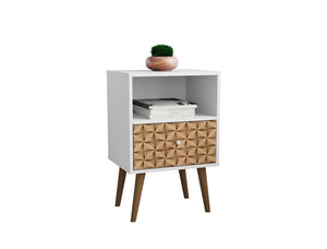 Lekedi I Night Table - White/3D Brown Print