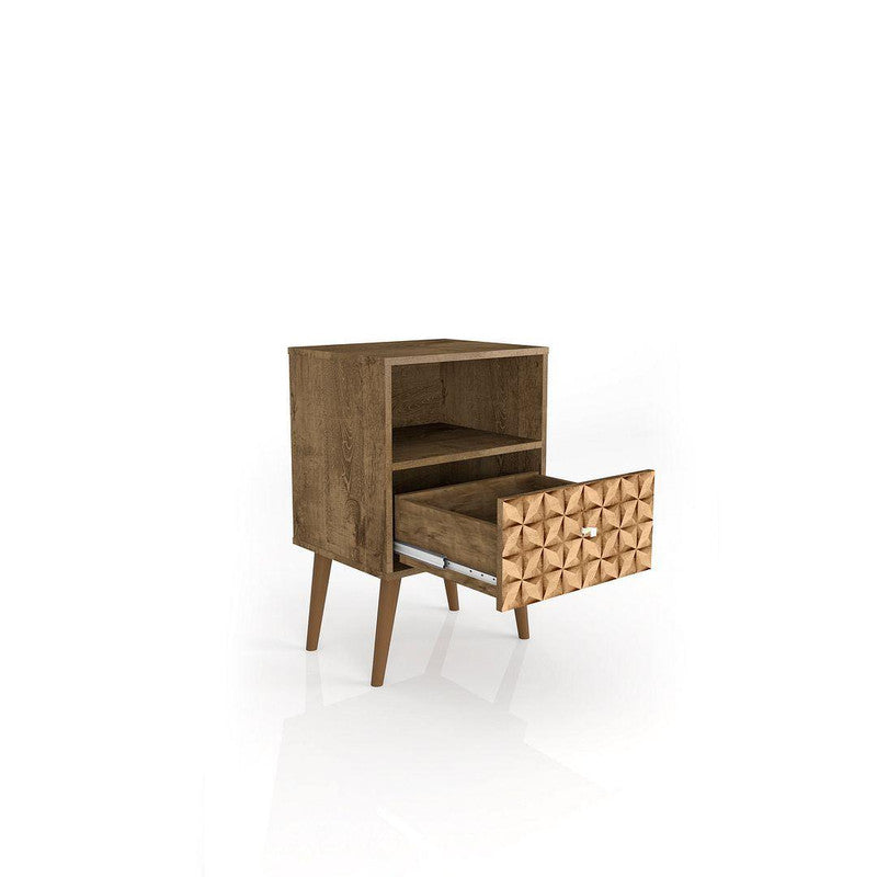 Lekedi I Night Table - Rustic Brown/3D Brown Print