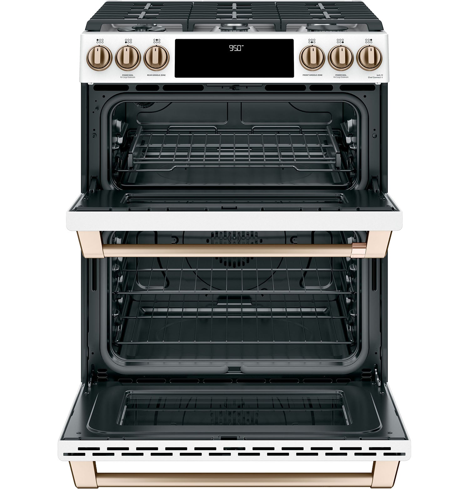 GE Café Matte White Slide-in Dual-Fuel Double Oven Range with Built-In WiFi (7.0 cu ft) - CC2S950P4MW2