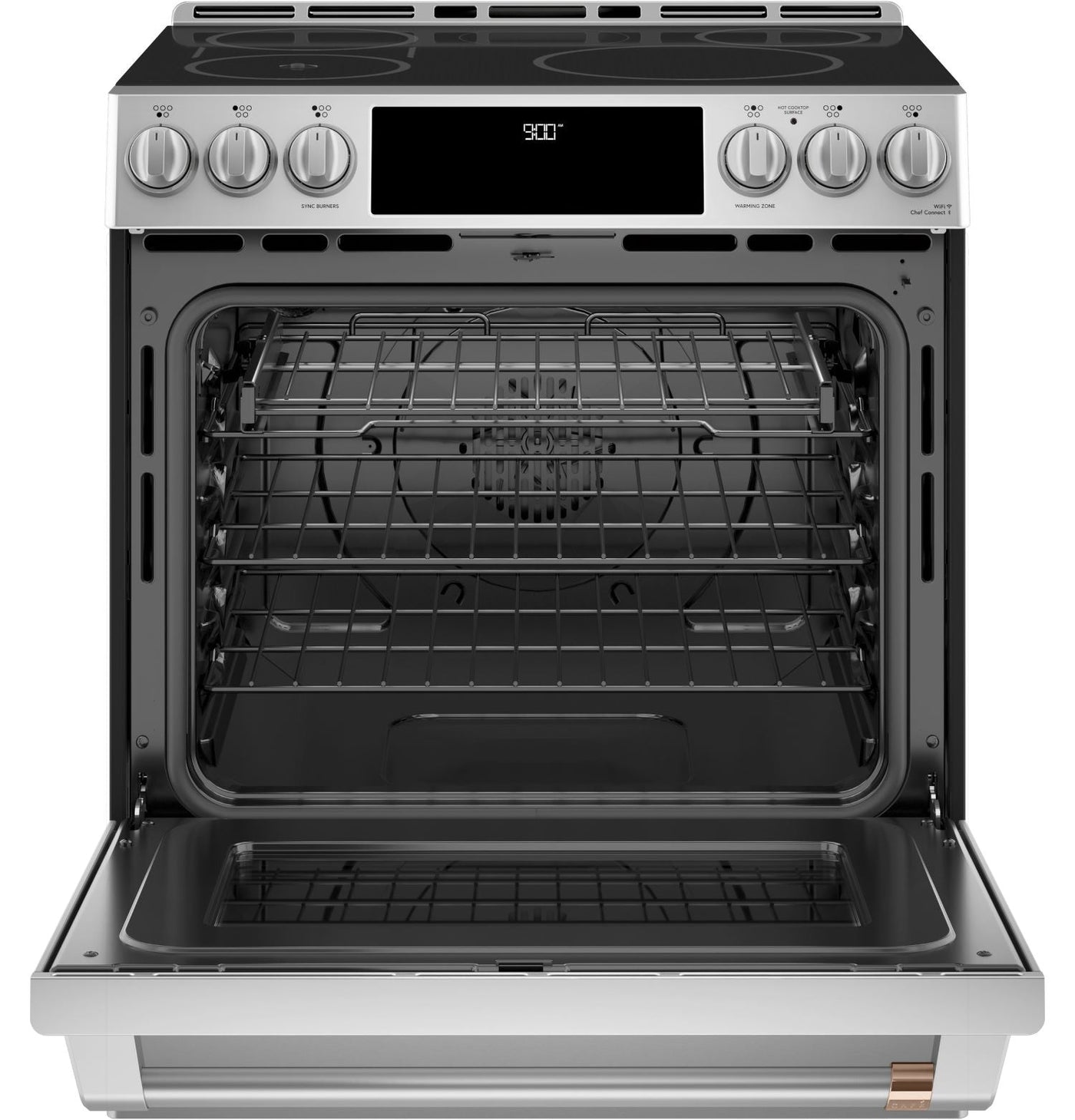Café™ Stainless Steel 30" Smart Slide-In, Front-Control, Induction and Convection Range with In-Oven Camera (5.7 Cu. Ft) - CHS90XP2MS1