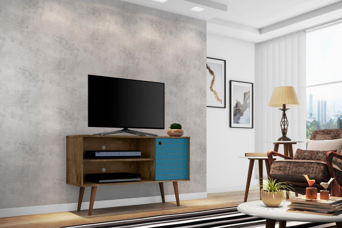Lekedi 42" TV Stand - Rustic Brown/Aqua Blue