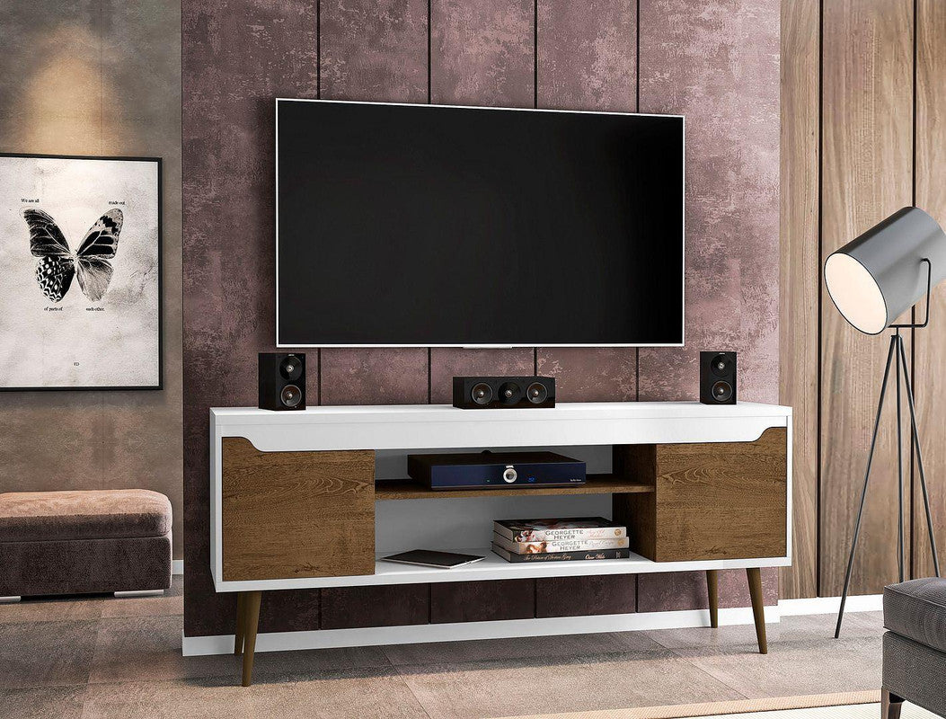 Gatutca TV Stand - White/Rustic Brown