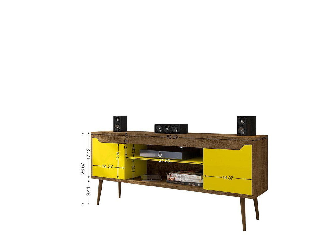 Gatutca TV Stand - Rustic Brown/Yellow