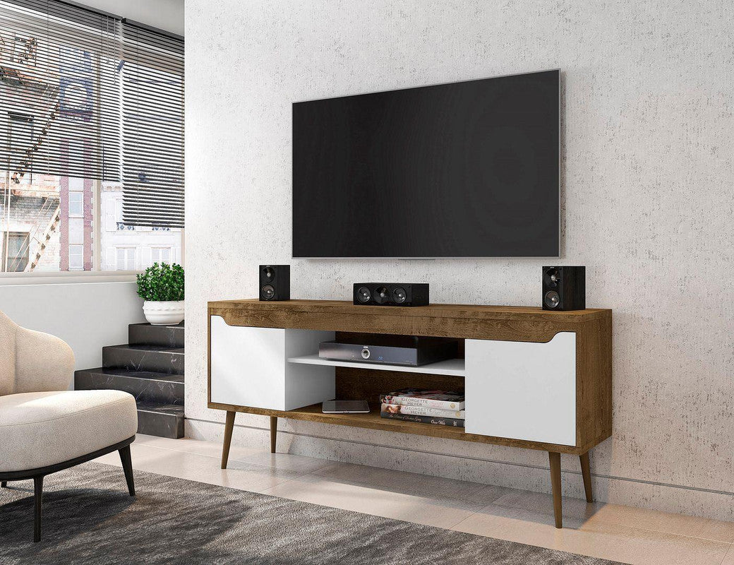 Gatutca TV Stand - Rustic Brown/White