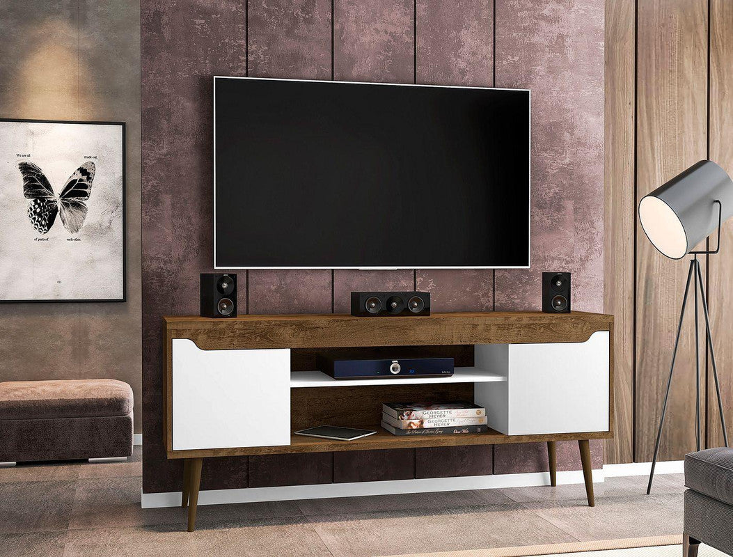 Gatutca TV Stand - Rustic Brown/White