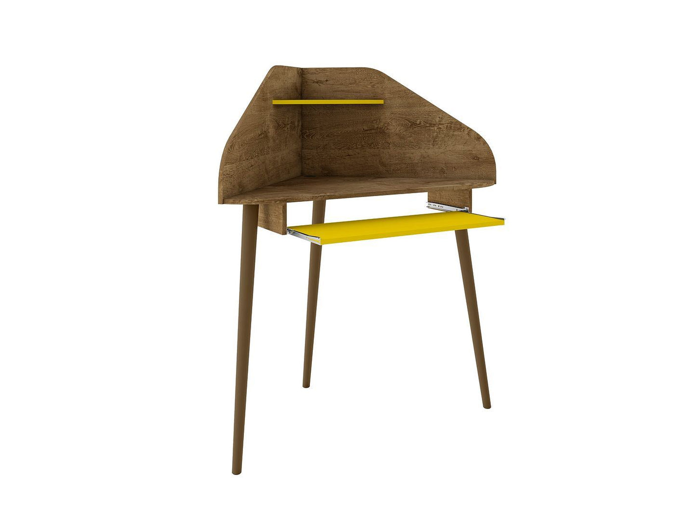 Gatutca Corner Desk with Keyboard Shelf - Rustic Brown/Yellow