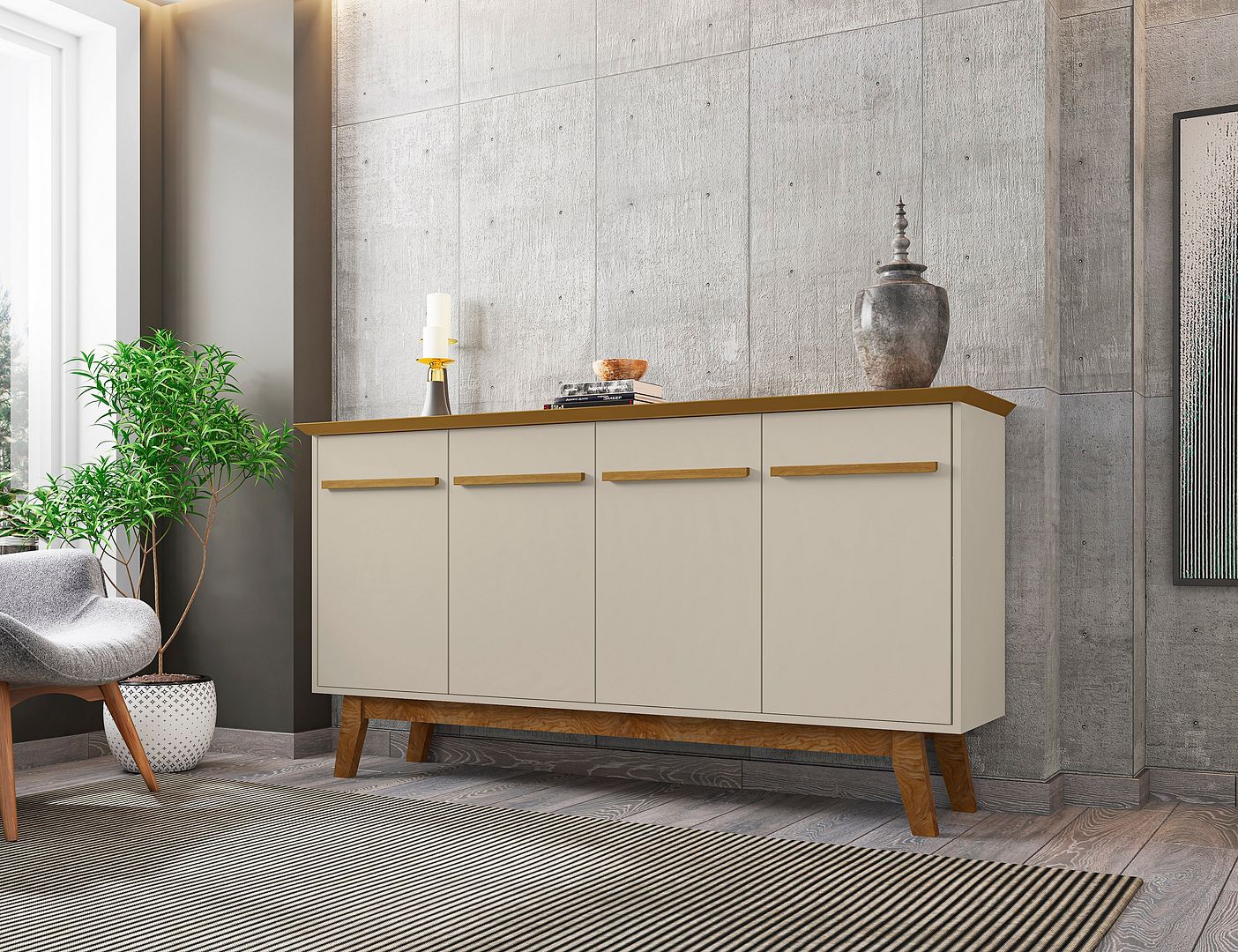 Osnabruck 63" Sideboard - Off White/Cinnamon