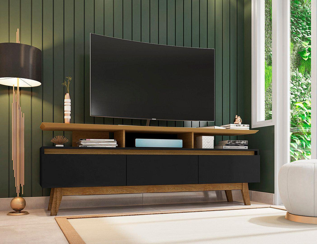 Osnabruck 71" TV Stand - Black/Cinnamon