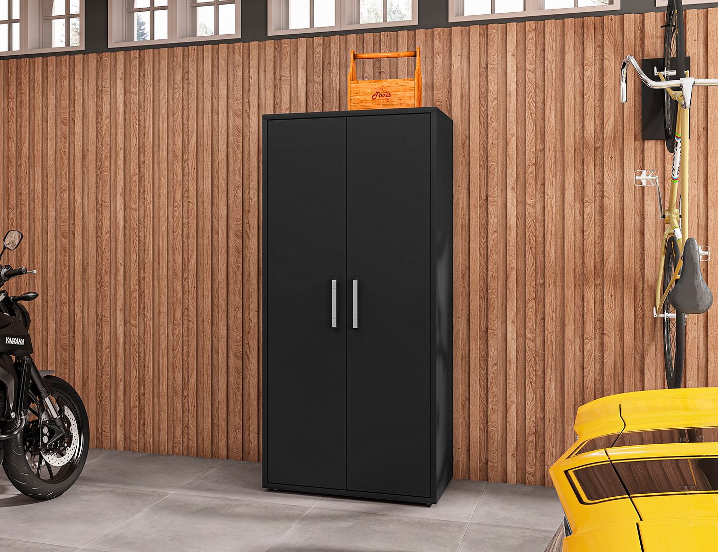 Lunde Tall Garage Cabinet - Black Matte