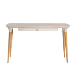 Cinkota Compact Pine Wood Office Desk - Off White / Cinnamon