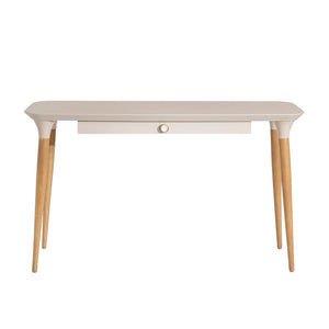 Cinkota Compact Pine Wood Office Desk - Off White / Cinnamon
