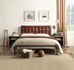 Boreal Leather Queen Bed - Vintage Brown