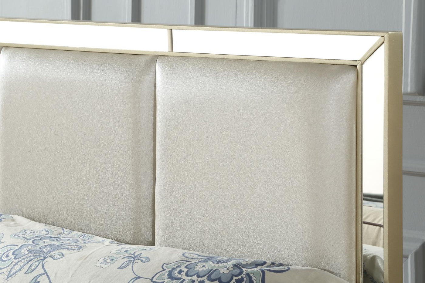 Gisele II King Bed - Matte Gold and Platinum