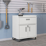 Maximus 31.5" Mobile Garage Cabinet with Drawer/Shelves - White