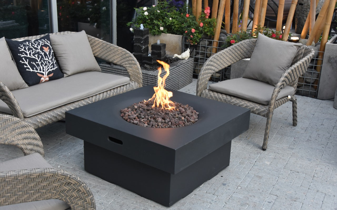 Yak Loum Concrete Lava Stone Fire Pit (Modeno) â€“ Propane