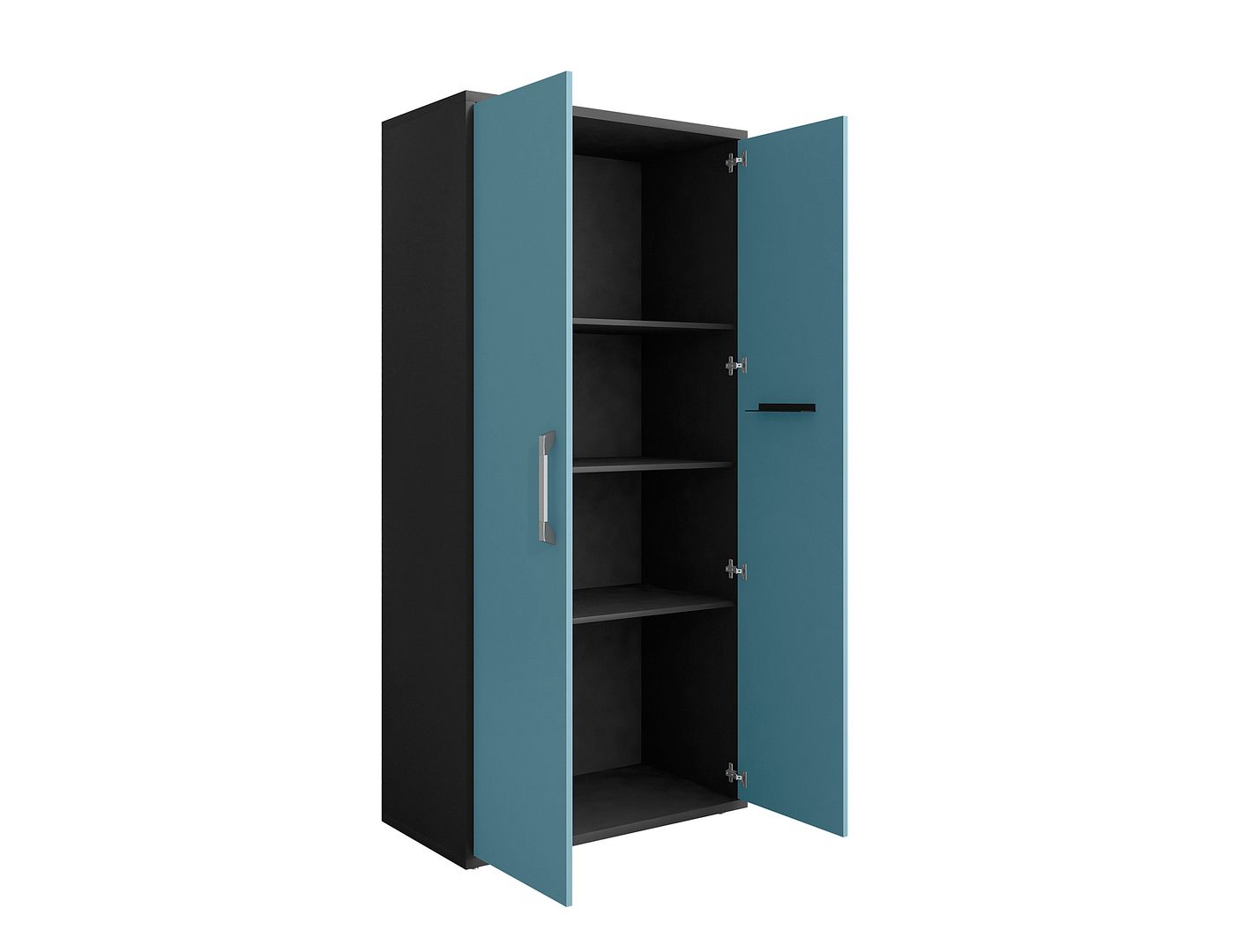 Lunde Storage Cabinet - Matte Black/Aqua Blue - Set of 3