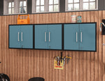 Lunde Floating Garage Cabinet - Matte Black/Aqua Blue - Set of 3