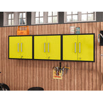 Lunde Floating Garage Cabinet - Matte Black/Yellow - Set of 3