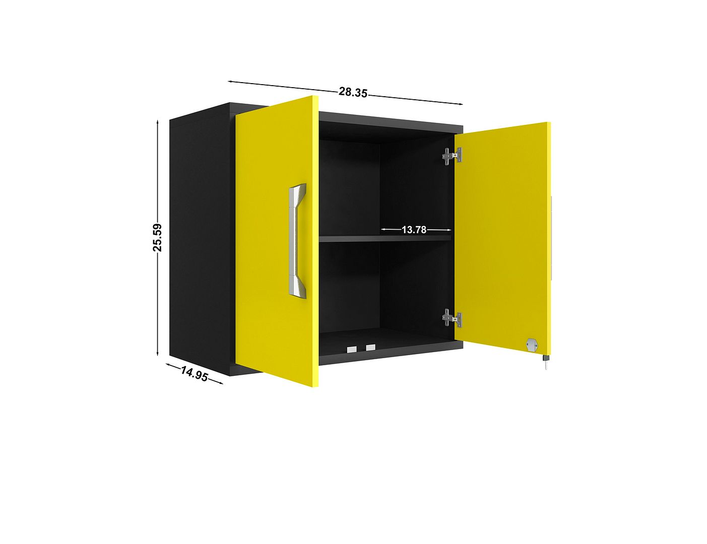 Lunde Floating Garage Cabinet - Matte Black/Yellow - Set of 3