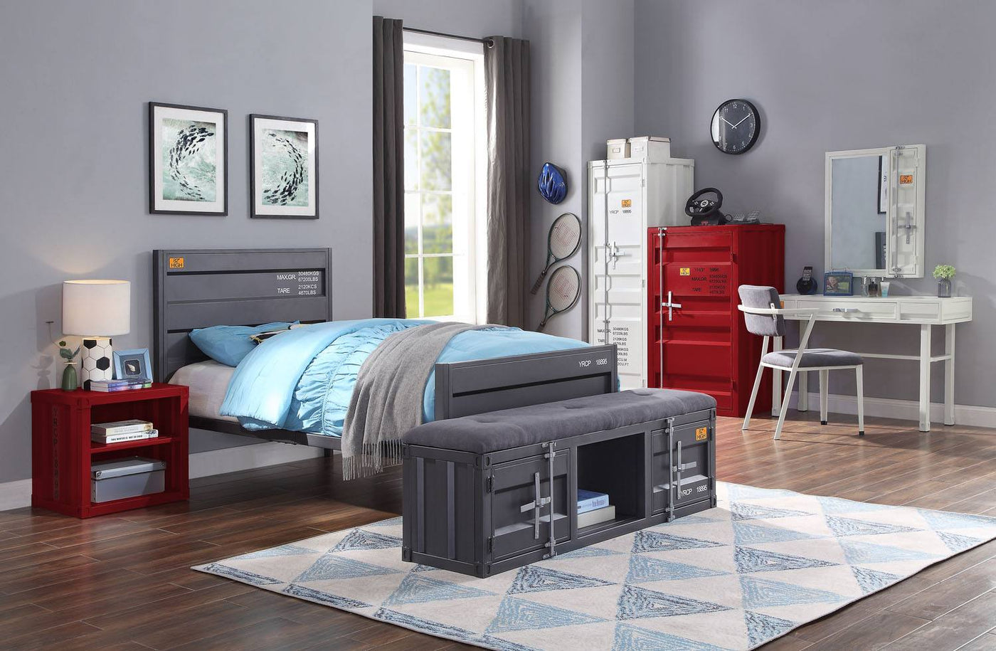 Konto Industrial Full Bed - Gunmetal Grey