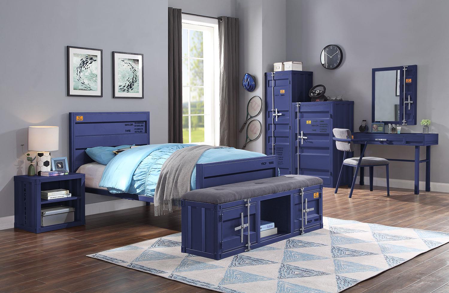 Konto Industrial Tall Wardrobe - Blue